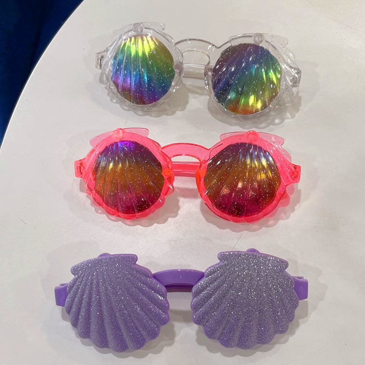 Detské slnečné okuliare Princess Shell – farebné, UV400, s flip mechanizmom, roztomilé