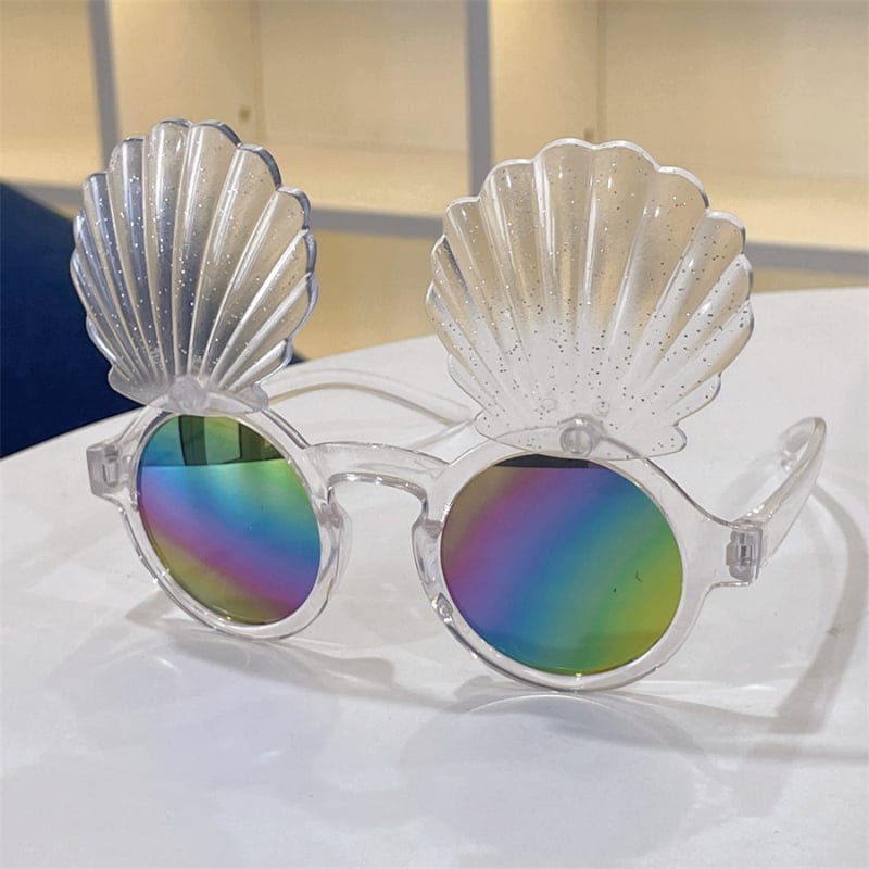 Detské slnečné okuliare Princess Shell – farebné, UV400, s flip mechanizmom, roztomilé