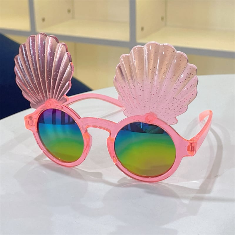 Detské slnečné okuliare Princess Shell – farebné, UV400, s flip mechanizmom, roztomilé