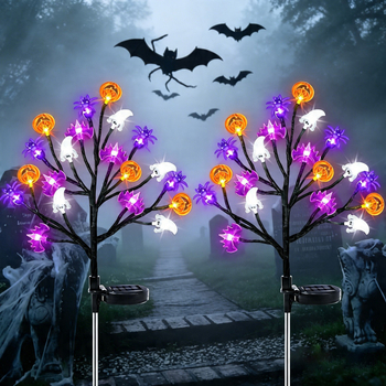 Ηλιακά εξωτερικά φώτα για φθινοπωρινή διακόσμηση, Ημέρα των Ευχαριστιών, φώτα κήπου με βάση στο έδαφος, 3D φύλλο σφενδάμου και κολοκύθα