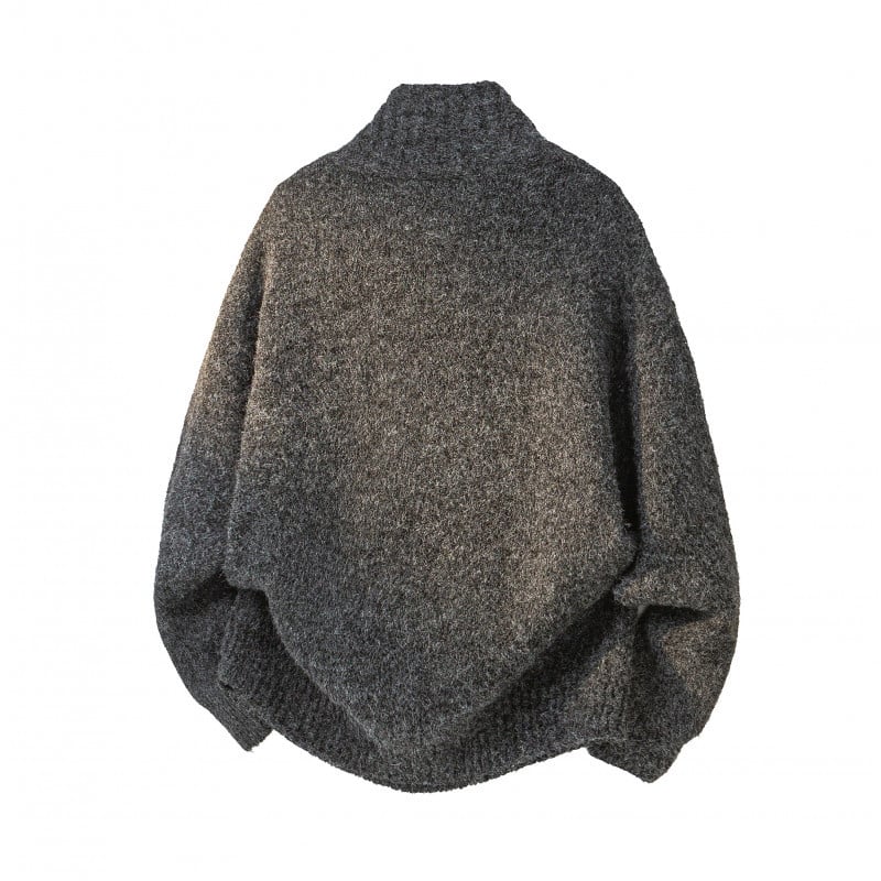 Férfi téli kötött pulóver magas gallérral, polo-stílusú, laza szabás, elegáns, divatos.