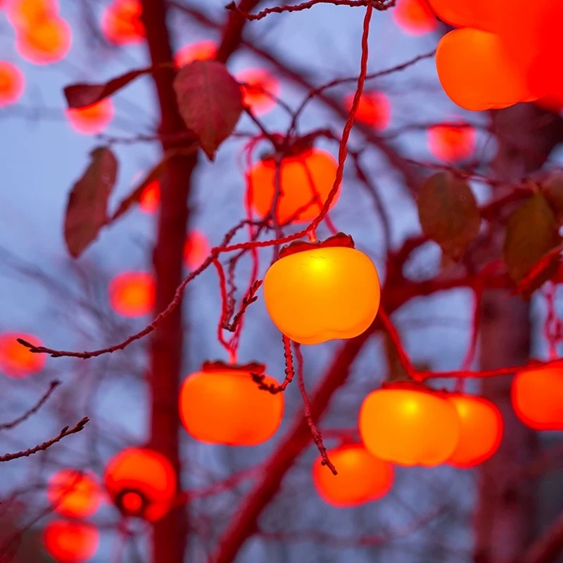 Ηλιακή LED αλυσίδα σε σχήμα persimmon για Νέα Χρονιά, διακόσμηση κήπου, κρεμαστά δέντρα, εσωτερική διακόσμηση