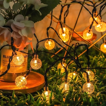LED ηλιακά εξωτερικά φώτα – μπάλες-φυσαλίδες για κήπο, αδιάβροχα, διακοσμητικά φώτα με κρυστάλλινες αλυσίδες φωτισμού