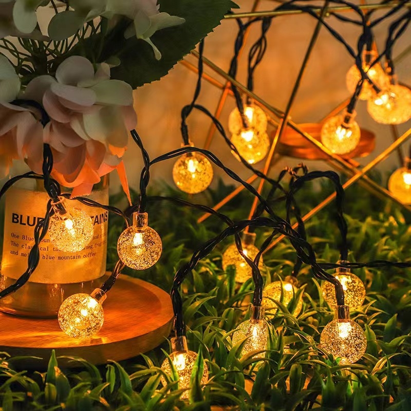 LED ηλιακά εξωτερικά φώτα – μπάλες-φυσαλίδες για κήπο, αδιάβροχα, διακοσμητικά φώτα με κρυστάλλινες αλυσίδες φωτισμού
