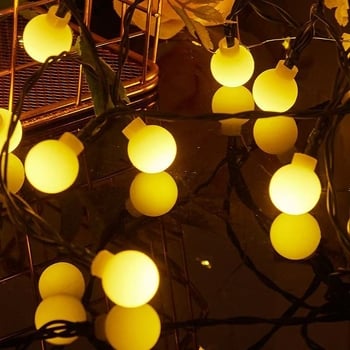 Γιρλάντα LED με στρογγυλές σφαίρες για εξωτερικό φωτισμό δέντρων, διακόσμηση κήπου, κατασκήνωση και ζεστό φωτισμό για νυχτερινές αγορές