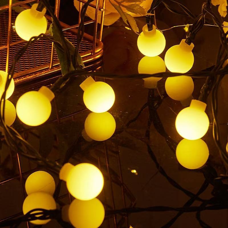 Γιρλάντα LED με στρογγυλές σφαίρες για εξωτερικό φωτισμό δέντρων, διακόσμηση κήπου, κατασκήνωση και ζεστό φωτισμό για νυχτερινές αγορές