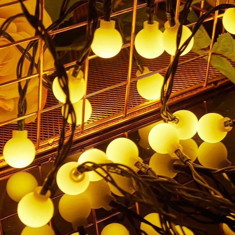 Γιρλάντα LED με στρογγυλές σφαίρες για εξωτερικό φωτισμό δέντρων, διακόσμηση κήπου, κατασκήνωση και ζεστό φωτισμό για νυχτερινές αγορές
