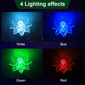 LED lotus lamp για αυτοκίνητο, κάμπινγκ, κήπο και υπνοδωμάτιο — νυχτερινή λυχνία και φωτιστικό ατμόσφαιρας