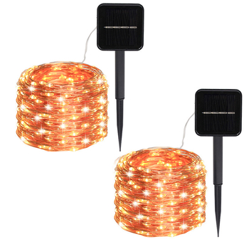 LED solárny drôt svetiel na Vianočné – vonkajšia výzdoba dvora a záhrady, IP44, 100 LED, 2800K