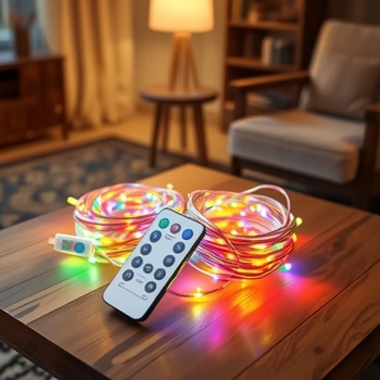 USB φως με χαλκό καλώδιο, τηλεχειριστήριο, 8 λειτουργίες, 10 m, διακοσμητικό φως κήπου και χριστουγεννιάτικο LED