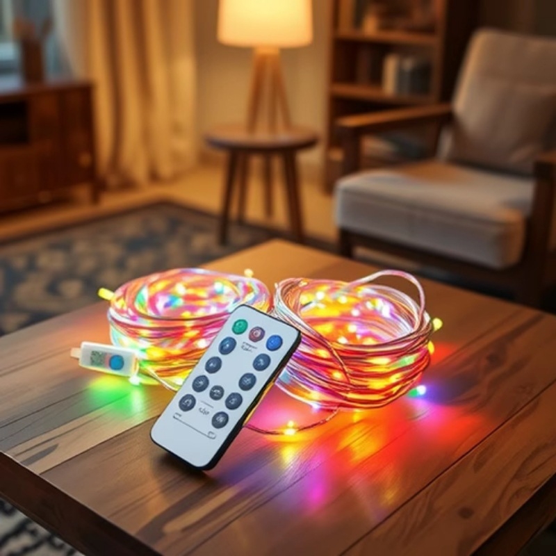 USB φως με χαλκό καλώδιο, τηλεχειριστήριο, 8 λειτουργίες, 10 m, διακοσμητικό φως κήπου και χριστουγεννιάτικο LED