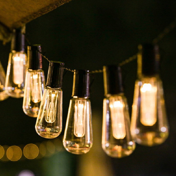 LED αλυσίδα με Edison λαμπάκια, σε σχήμα παπάγιας, για κατασκήνωση και αυλή, μήκος 20 m, ηλιακή τροφοδοσία, IP65 αδιάβροχο