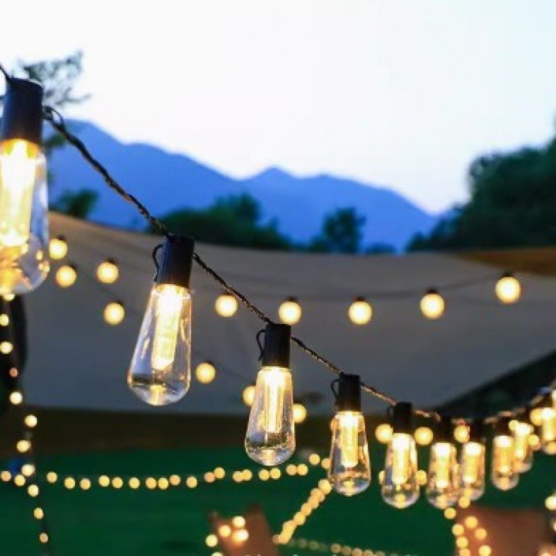 LED αλυσίδα με Edison λαμπάκια, σε σχήμα παπάγιας, για κατασκήνωση και αυλή, μήκος 20 m, ηλιακή τροφοδοσία, IP65 αδιάβροχο