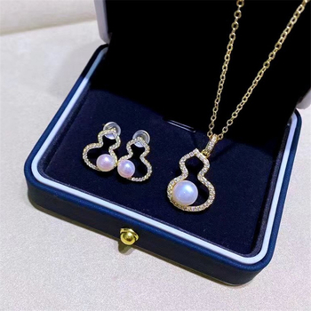 Σετ DIY κοσμημάτων με μαργαριτάρια: 18K επιχρυσωμένο κρεμαστό με μοτίβο Fulu Gourd, σκουλαρίκια και δαχτυλίδι, ημιτελείς βάσεις