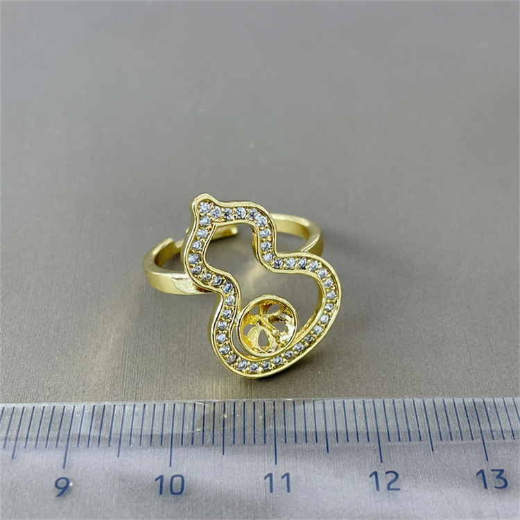 Σετ DIY κοσμημάτων με μαργαριτάρια: 18K επιχρυσωμένο κρεμαστό με μοτίβο Fulu Gourd, σκουλαρίκια και δαχτυλίδι, ημιτελείς βάσεις