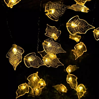 Lanț de lumini LED în formă de frunză, iluminat decorativ exterior impermeabil pentru festivaluri
