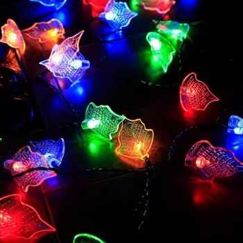 Lanț de lumini LED în formă de frunză, iluminat decorativ exterior impermeabil pentru festivaluri