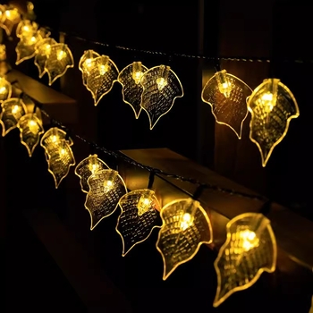 Lanț de lumini LED în formă de frunză, iluminat decorativ exterior impermeabil pentru festivaluri