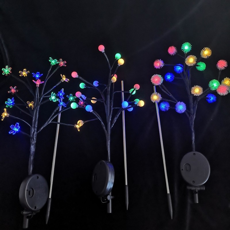 Vonkajšie LED dekoratívne svetlá do záhrady, vetvičky kvitnúcej čerešne, solárne napájanie, farebné svetlá pre sviatočnú atmosféru, 50 cm, 20 LED