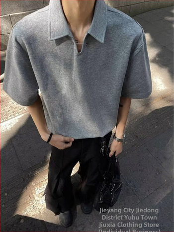 Cleanfit pánske polo s výstrihom do V, americký štýl, krátke rukávy, letný voľný top