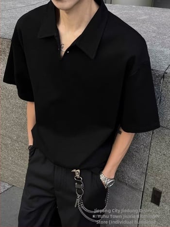 Cleanfit pánske polo s výstrihom do V, americký štýl, krátke rukávy, letný voľný top