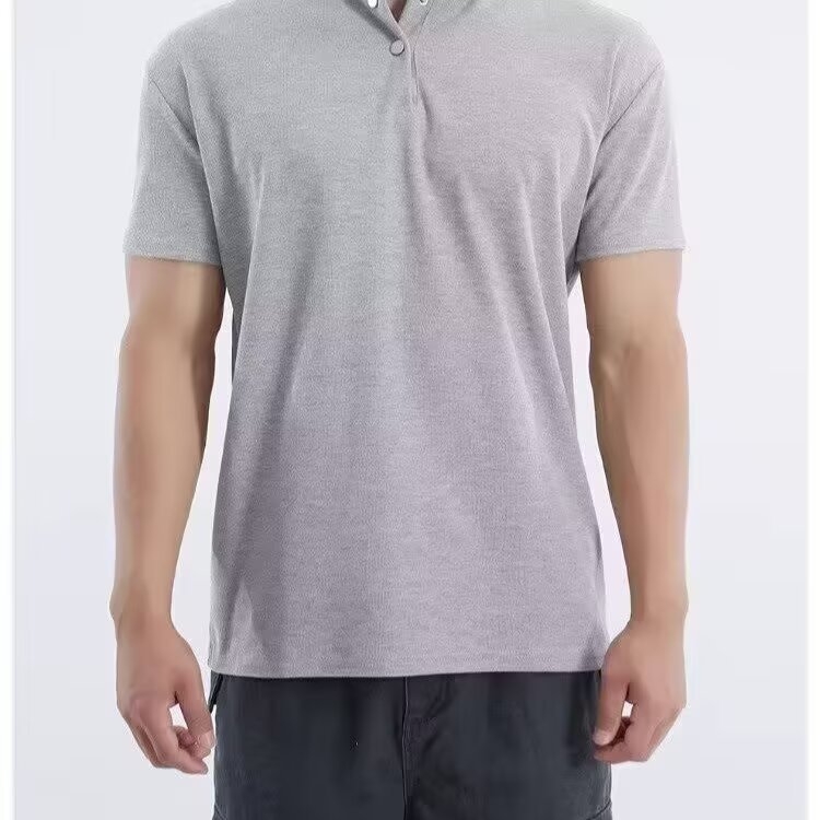 Ανδρικό T-shirt με γιακά πόλο και βάφλ πλέξη, κοντό μανίκι, αναπνεύσιμο πολυεστέρας, αθλητικό στυλ