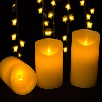 Trojdielny set LED elektronických sviečok s pohybom pre romantickú scénu dekorácie