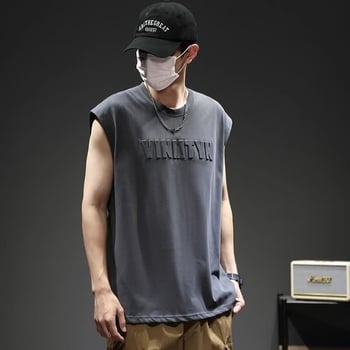Ανδρικό αμάνικο T-shirt για καλοκαίρι, χαλαρή γραμμή, σε μεγάλο μέγεθος μέχρι 150 kg, αθλητικό καθημερινό.