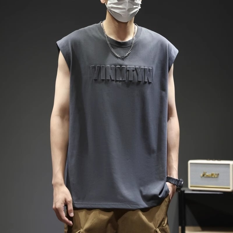 Ανδρικό αμάνικο T-shirt για καλοκαίρι, χαλαρή γραμμή, σε μεγάλο μέγεθος μέχρι 150 kg, αθλητικό καθημερινό.