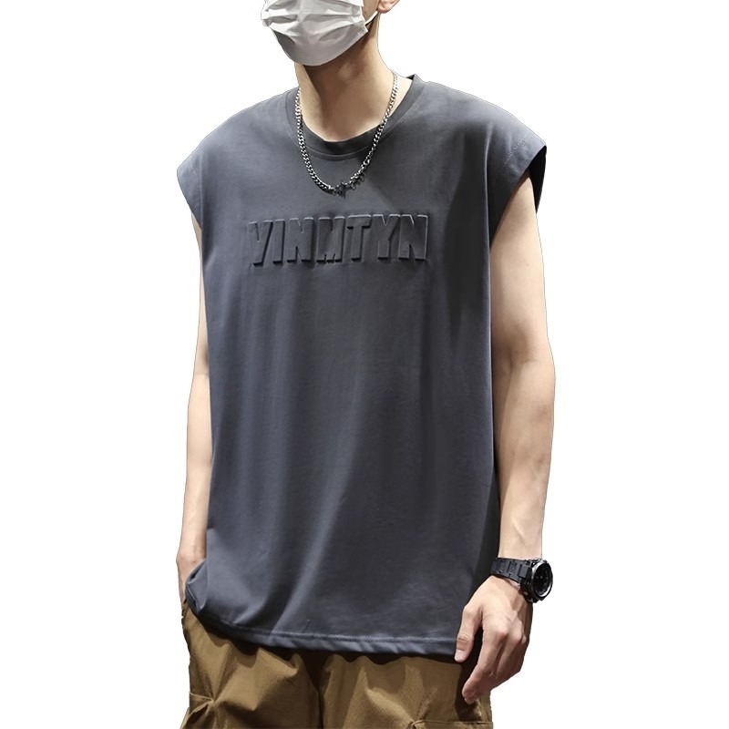 Ανδρικό αμάνικο T-shirt για καλοκαίρι, χαλαρή γραμμή, σε μεγάλο μέγεθος μέχρι 150 kg, αθλητικό καθημερινό.