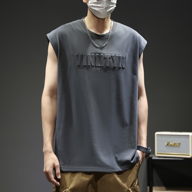 Ανδρικό αμάνικο T-shirt για καλοκαίρι, χαλαρή γραμμή, σε μεγάλο μέγεθος μέχρι 150 kg, αθλητικό καθημερινό.