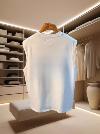 Ανδρικό αμάνικο T‑shirt από 100% βαμβάκι, άνετη γραμμή, καλοκαίρι, εκτύπωση με γράμματα, αθλητικό στυλ