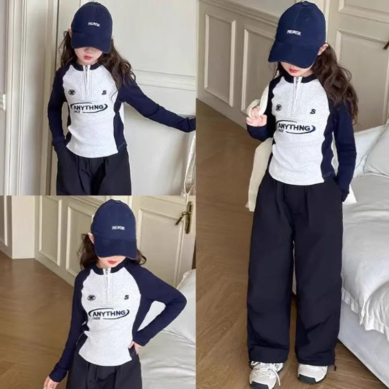 Παιδικό T‑shirt από 100% βαμβάκι με μακριά μανίκια, στενό κόψιμο, εκτύπωση αγγλικών χαρακτήρων σε αμερικάνικο στυλ, κορεατικό στυλ, 2025 άνοιξη-φθινόπωρο