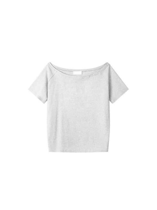 Γυναικείο κοντομάνικο T-shirt με προσαρμοσμένο λογότυπο, καλοκαίρι, στενή γραμμή, μονόχρωμο, σχεδιασμός με κεκλιμένο ώμο