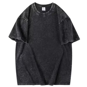 Πλυμένο T-shirt με μπατίκ σε νιφάδες χιονιού, κοντό μανίκι, unisex για ομαδική/τάξης ενδυμασία, με εκτυπωμένο λογότυπο, ρετρό αμερικανικό στυλ