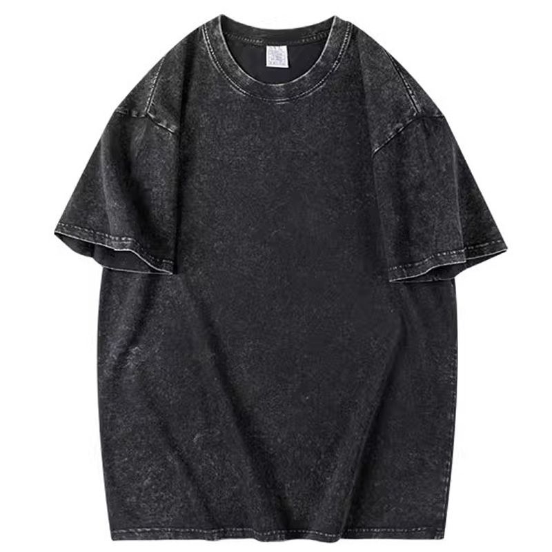 Πλυμένο T-shirt με μπατίκ σε νιφάδες χιονιού, κοντό μανίκι, unisex για ομαδική/τάξης ενδυμασία, με εκτυπωμένο λογότυπο, ρετρό αμερικανικό στυλ