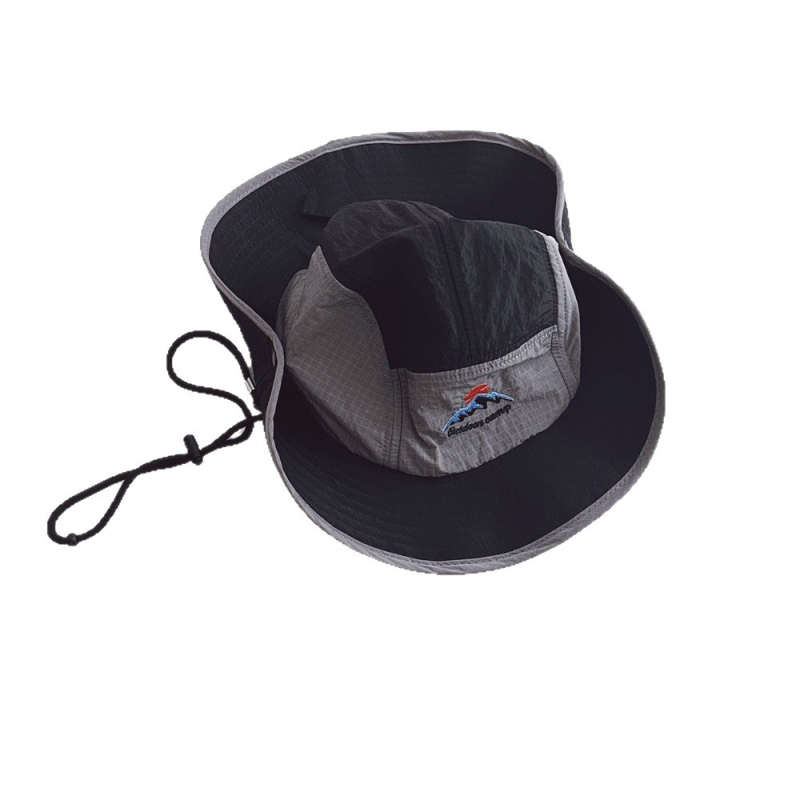 Παιδικό καπέλο bucket με ιαπωνικού σχεδιασμού, γρήγορο στέγνωμα, κέντημα βουνών, για εξωτερικές πεζοπορίες γονέα-παιδιού, αντιανεμικό και προστασία από τον ήλιο