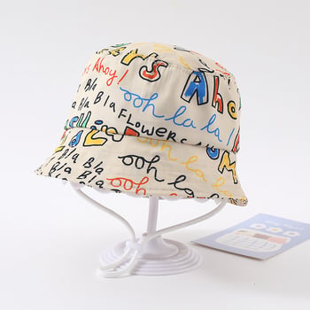 Παιδικό καπέλο προστασίας από τον ήλιο, Κορεατικό στυλ με γράμματα, καπέλο ψαρά, unisex