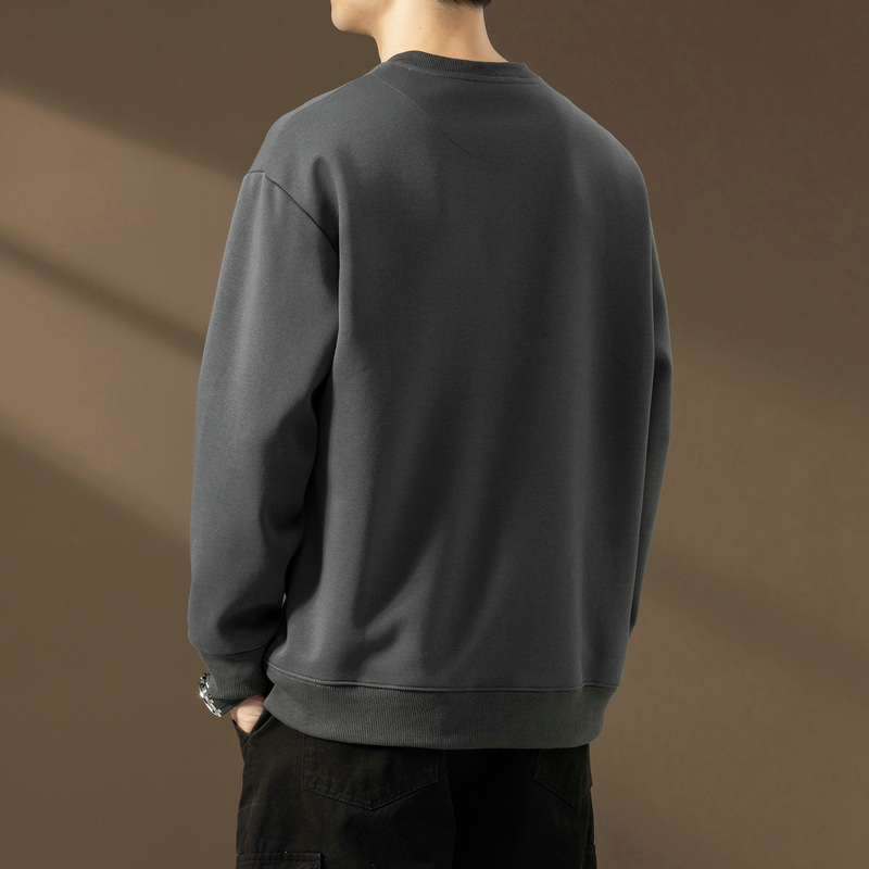 Ανδρικό φούτερ με patchwork και λαιμό Henley, μακρυμάνικο, casual για άνοιξη-φθινόπωρο