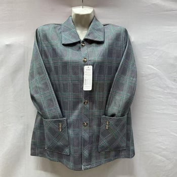 Cardigan damă în carouri cu rever, mâneci lungi, pentru femei de vârstă mijlocie, primăvară-toamnă, stil casual retro