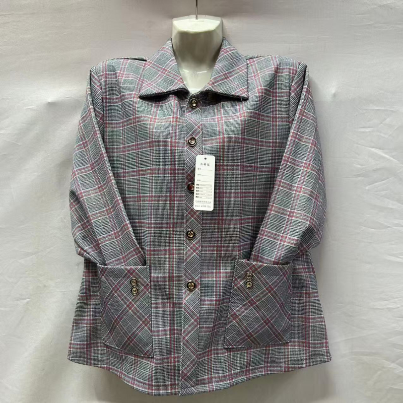 Cardigan damă în carouri cu rever, mâneci lungi, pentru femei de vârstă mijlocie, primăvară-toamnă, stil casual retro