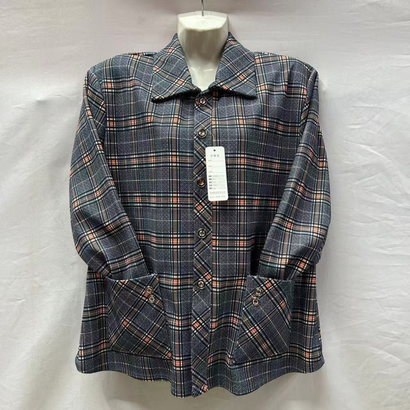 Cardigan damă în carouri cu rever, mâneci lungi, pentru femei de vârstă mijlocie, primăvară-toamnă, stil casual retro