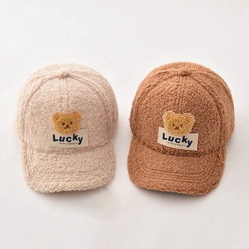 Παιδικό χειμωνιάτικο καπέλο με ψεύτικο shearling, γλυκό σχέδιο αρκούδας, ζεστό και άνετο