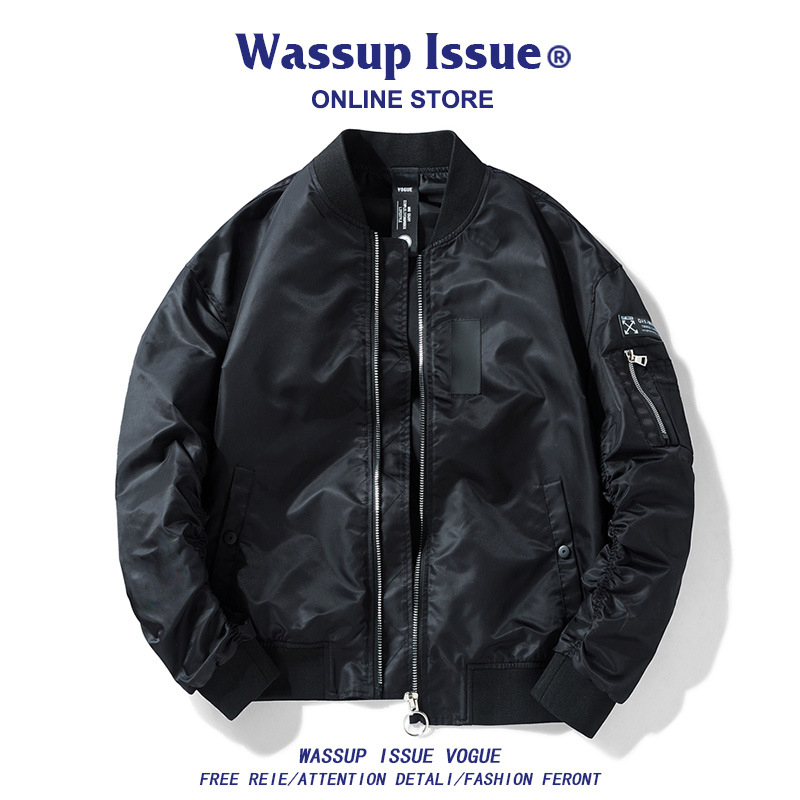 WASSUP NEST Ανδρικό μπουφάν τύπου πιλότου – φαρδιά γραμμή, bomber σε αμερικανικό μπεϊζμπολ στυλ, φθινόπωρο