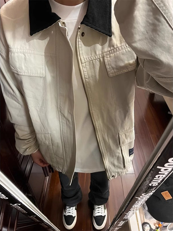 Αντρικό Harrington μπουφάν ναυτικό μπλε, ρετρό πιλοτικό στυλ, ένδυμα του δρόμου