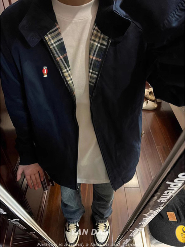 Αντρικό Harrington μπουφάν ναυτικό μπλε, ρετρό πιλοτικό στυλ, ένδυμα του δρόμου