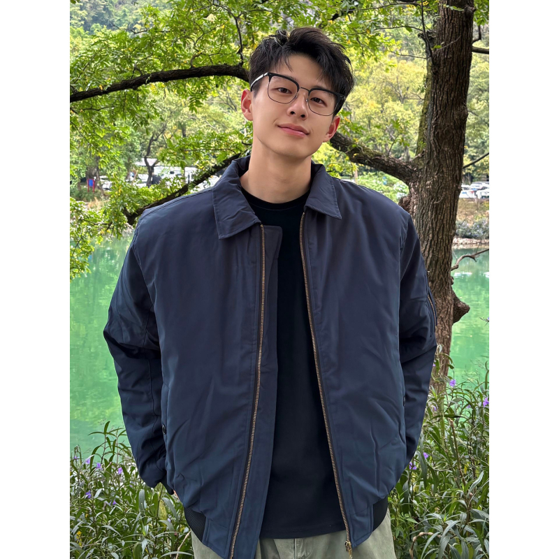 Ανδρικό flight jacket αμερικανικού στυλ, χαλαρή casual ρετρό γραμμή, για άνοιξη και φθινόπωρο, με πέτο και φερμουάρ