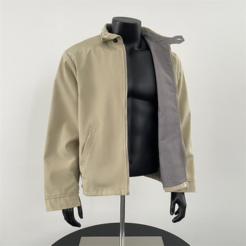 Ανδρικό Harrington μπουφάν με μοτίβο houndstooth, τρισδιάστατη ραφή, φθινοπωρινό-χειμερινό, κομψή γραμμή, πέτο