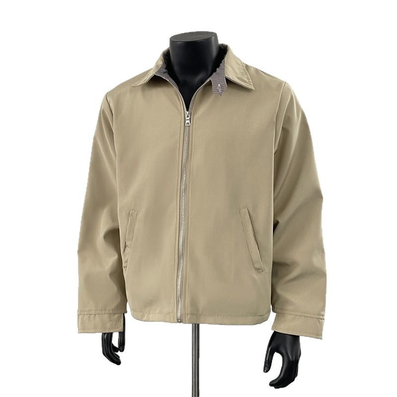 Ανδρικό Harrington μπουφάν με μοτίβο houndstooth, τρισδιάστατη ραφή, φθινοπωρινό-χειμερινό, κομψή γραμμή, πέτο