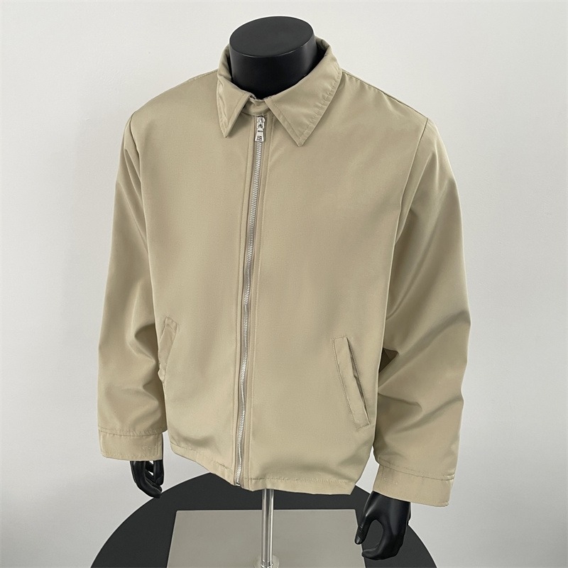 Ανδρικό Harrington μπουφάν με μοτίβο houndstooth, τρισδιάστατη ραφή, φθινοπωρινό-χειμερινό, κομψή γραμμή, πέτο